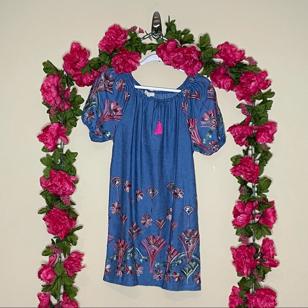 Hayden Girl Floral Embroidered Chambray Dress - Picture 4 of 16